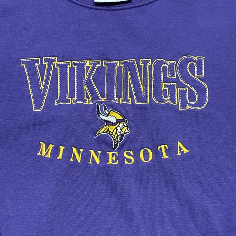 VTG 90s Minnesota Vikings Embroidered Crewneck Sweatshirt Size XL Purple - Picture 3 of 7